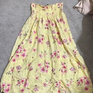 Streetwear Society Yellow and Pink Floral Maxi Skirt